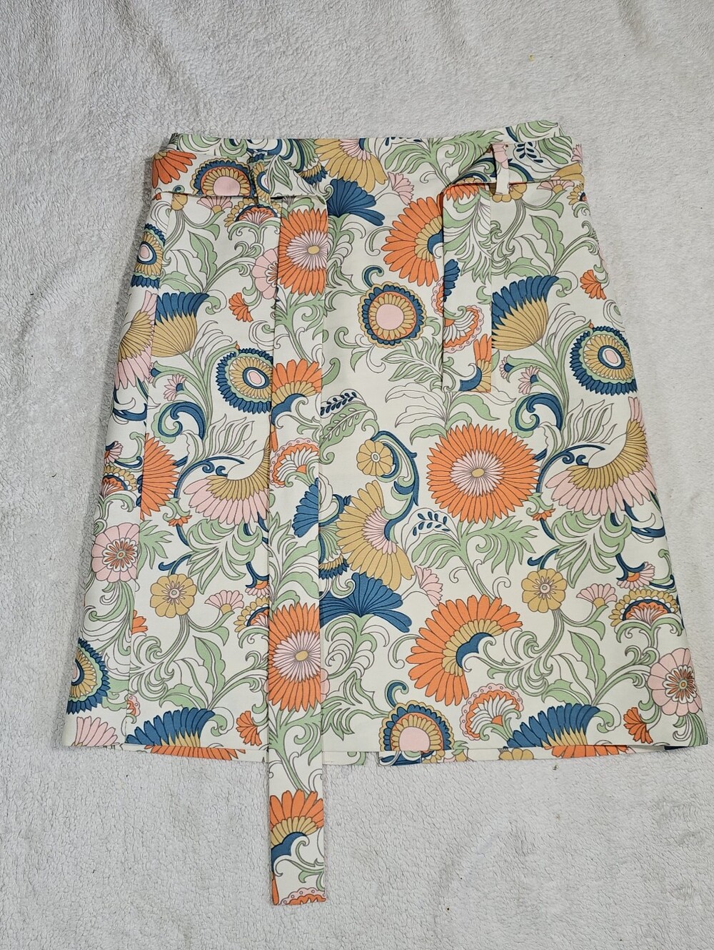 J. Crew Cream Multi Floral Tie-Waist Pencil Skirt - Picture 2 of 10
